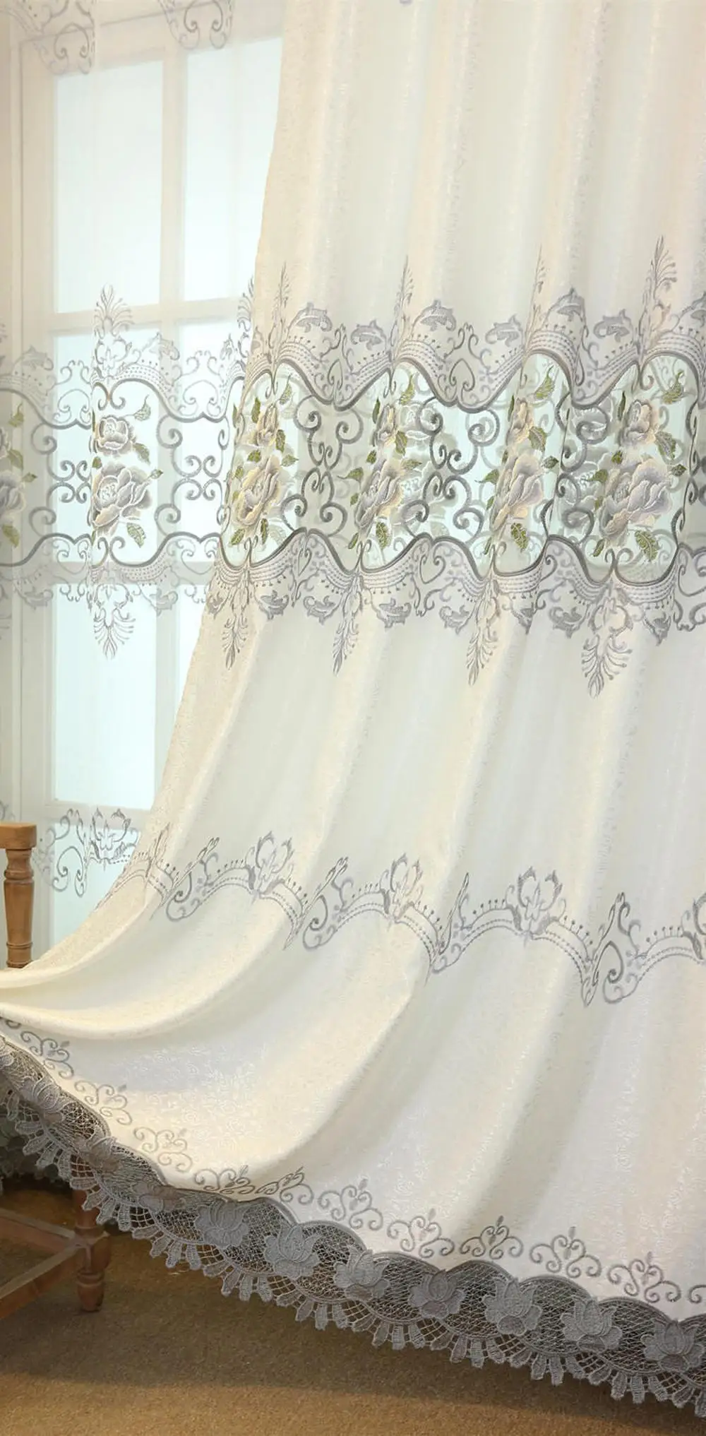 cloth curtain Европейские полые водорастворимые кружевные вышитые шторы на заказ, Готовые свадебные шторы для гостиной, спальни, марлевые панели WP147C - Цвет: cloth curtain