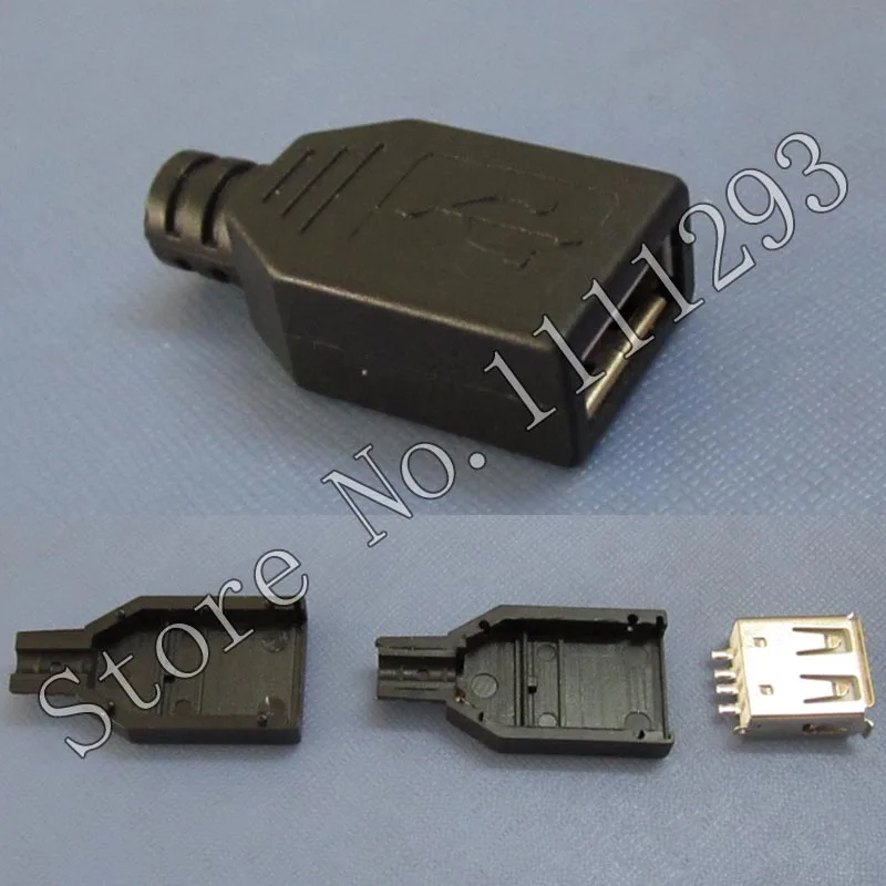20pcs/lot 2.0 USB Connector Type A Female Plug Socket Soldering With Black Plastic Cover for DIY Custom Handmade | Обустройство дома