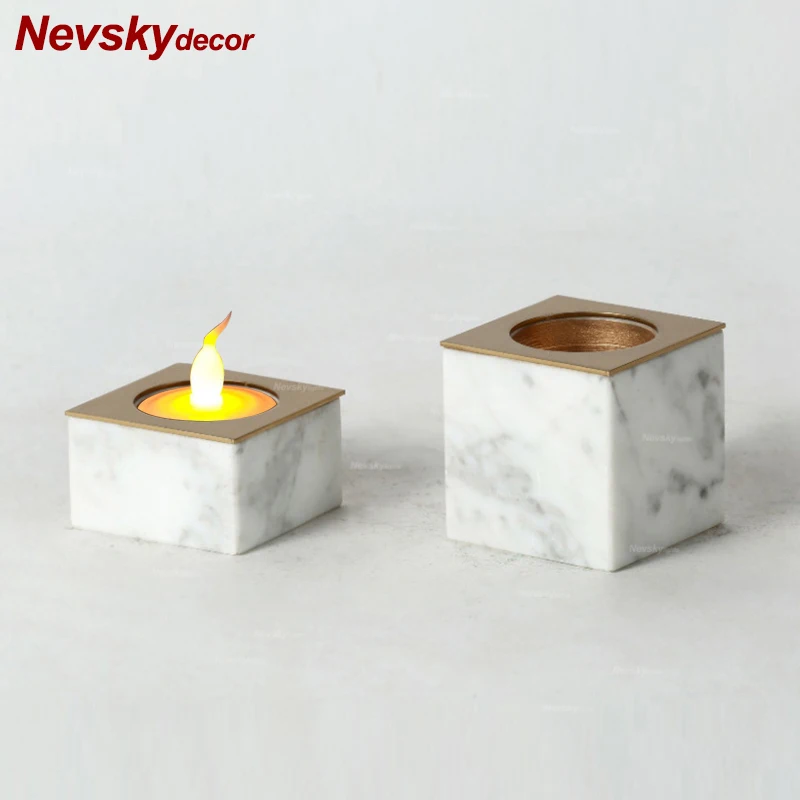 

Modern Style marble Candle Holders stand Romantic Candlelight Dinner Candlestick Light Home For Decoration Toilet bathroom