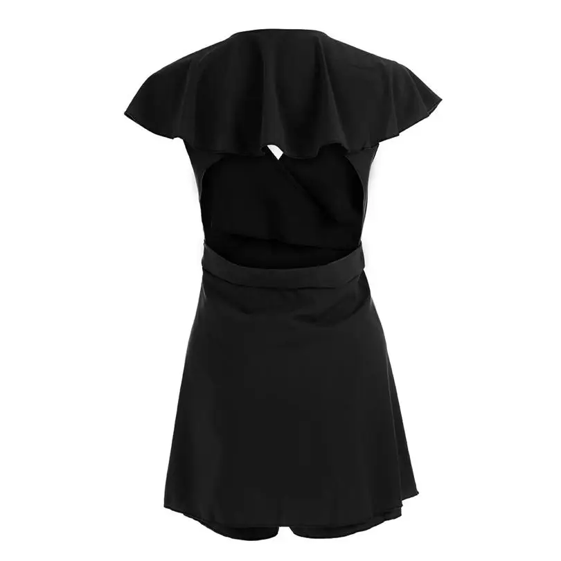 Plus Size New Women Summer Fashion Casual Daily Sexy Halter V-neck Lady Elegant Ruffled Lace Slim Jumpsuit #4A19  (11)