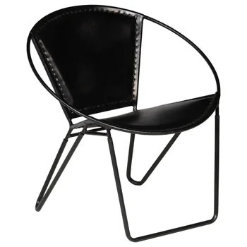 

New Arrival Relaxing Chair Black Real Leather 69x69x69 cm Chair for Bedroom Living Room Garden Chair Waterproof