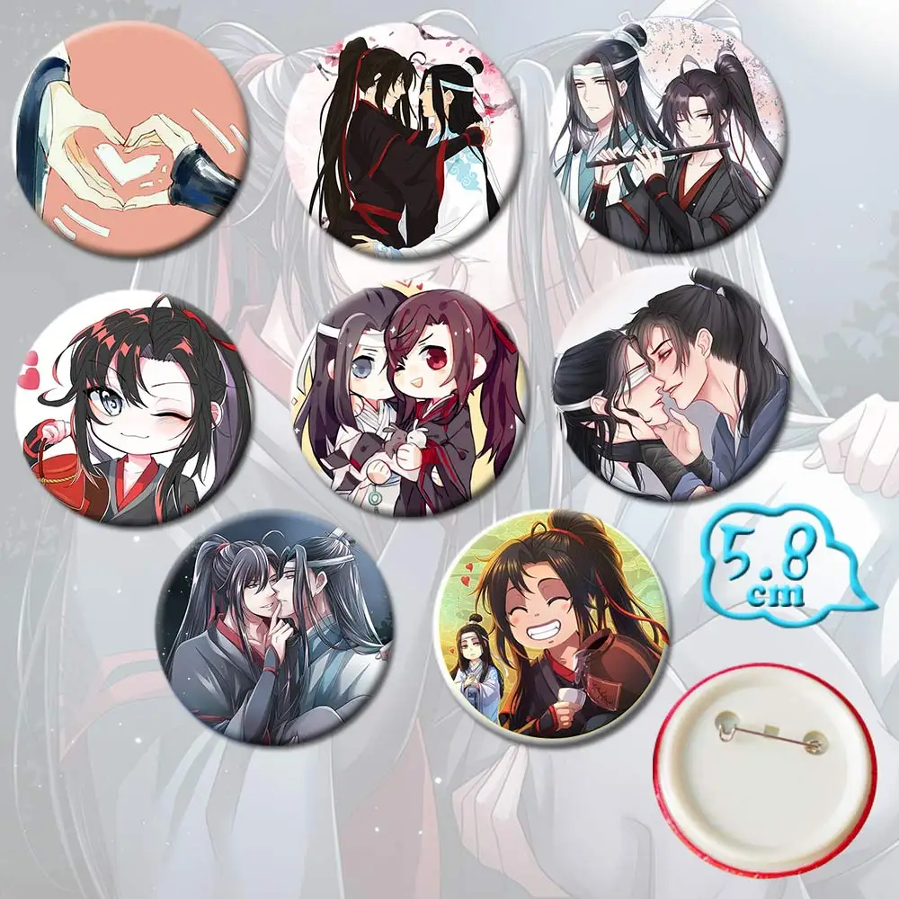 Giancomics Горячая Аниме Mo Dao Zu Shi Pins Кнопка милый Wei Wuxian Lan Zhan значки в виде фигур брошь