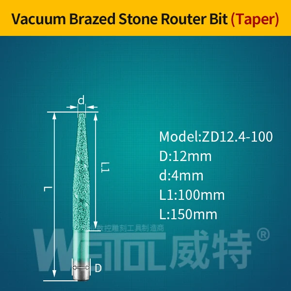Weitol пайка Камень Гравировка Биты мраморный резной инструмент ЧПУ фрезы фрезерный станок - Длина режущей кромки: ZD12.4-100