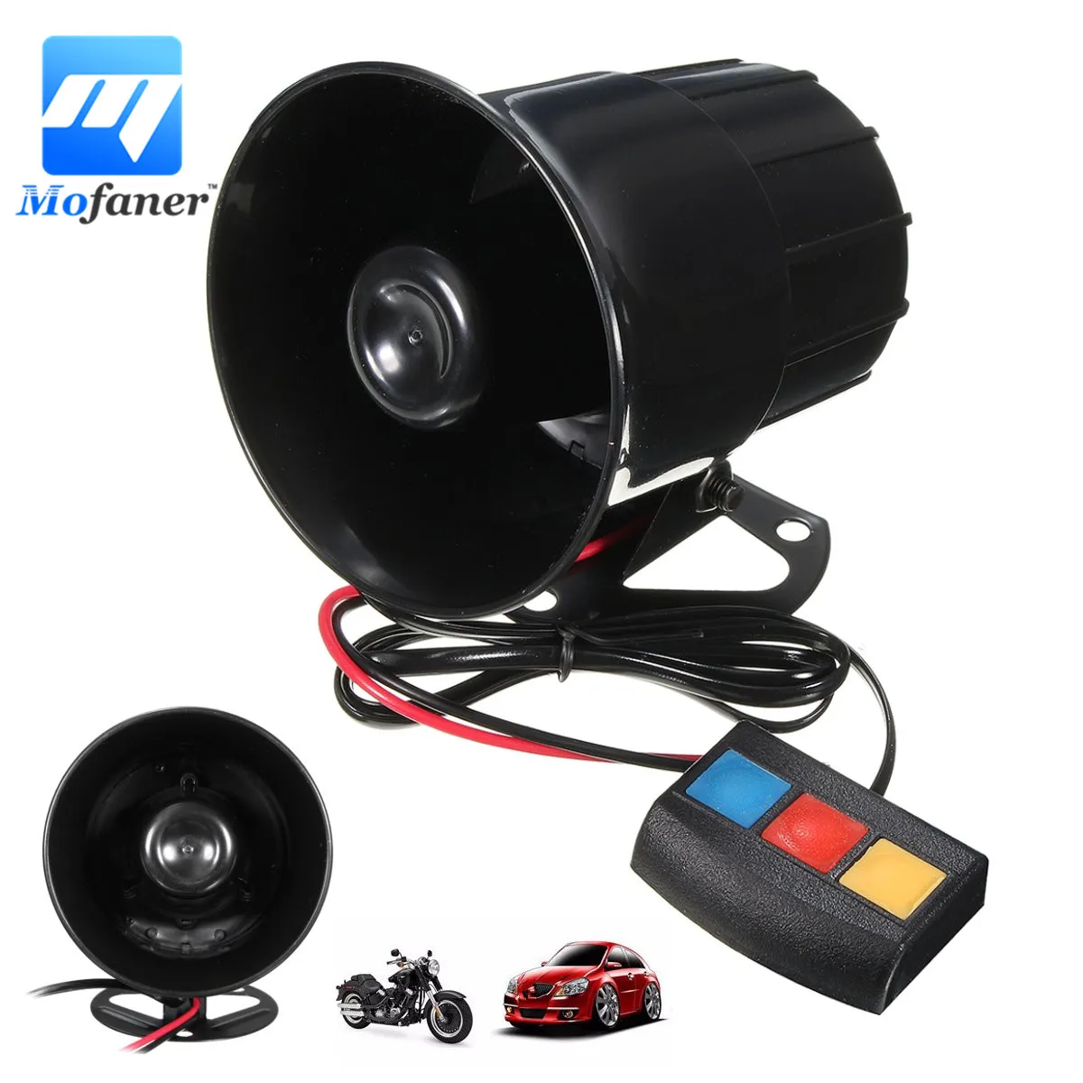 Buy Mofaner 3 Sounds 30W Motorcycle Car Alarm Horn