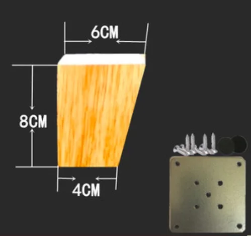 4 шт./лот H: 8 см Скандинавская наклонная квадратная из плотной древесины диван ножки ТВ шкаф стол ножки