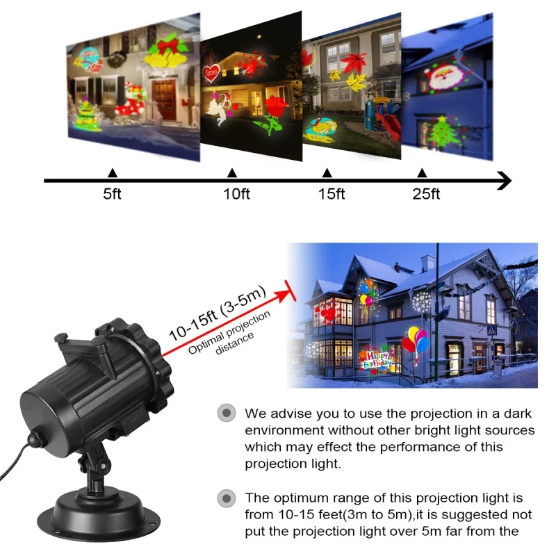 

Snowfall Outdoor Led Christmas Lights Displays Projector Show Waterproof Rotating Projection Snowflake Lamp with Wireless Remote