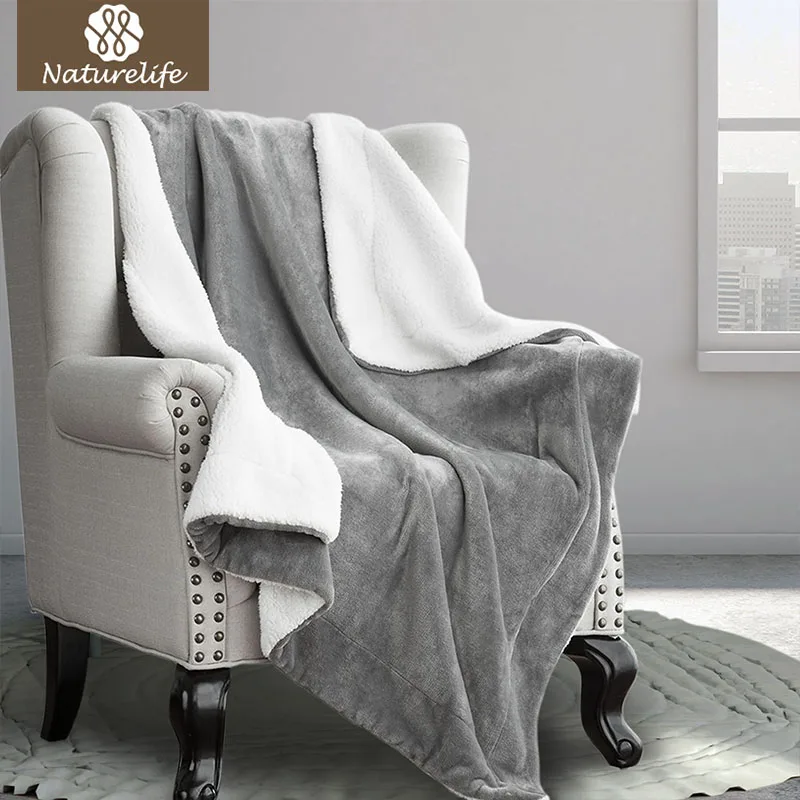 

Naturelife Thick Soft Warm Blanket Coral Sherpa Blankets Travel Sofa Solid Color Fleece Blankets For Bed Soft Fluffy Cobertor
