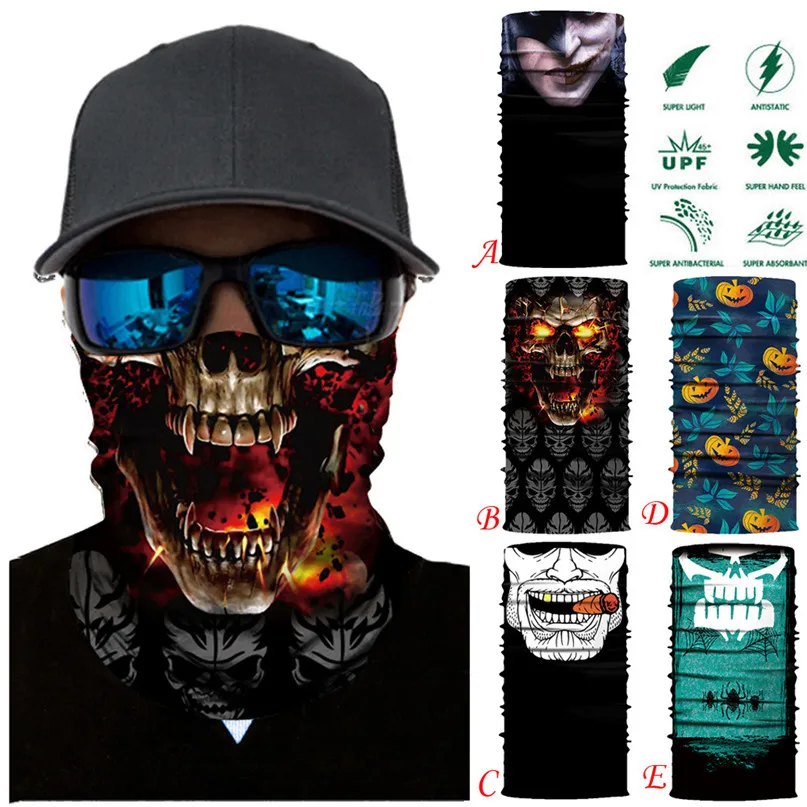 Cycling Face Mask Halloween Unisex Balaclava bicycle Mask Neck Tube Seamless Bandanas Moto Ski Mask Ghost Scarf Headband #2o01 (19)