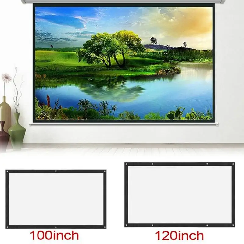 

ALLOYSEED Portable 60/72/84/100/120 inch 3D HD Wall Mounted Projection Screen Canvas 16:9 LED Projector Screen For Home Theater
