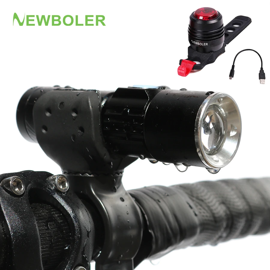 NEWBOLER Waterproof Bicycle Light Set USB Bike Front Head Light