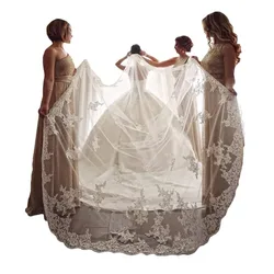 3M Meter Ivory/White Long Lace Wedding Veils Bridal Veil with Comb Wedding Accessories Velos De Novia