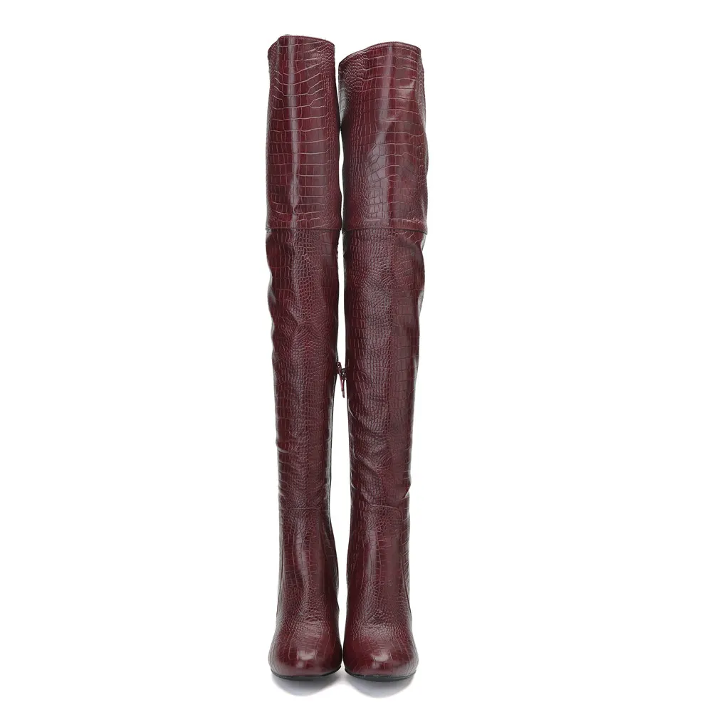 uu Yifsion Dedo Sobre Sexy Rojo Las Botas Tacón Nuevo Rodilla Red Redonda 4 Pie Ee D0286 Wine Mujeres Occidental La Invierno 15 De Aguja Tamaño Zapatos Del Vino rInxqrAwBT