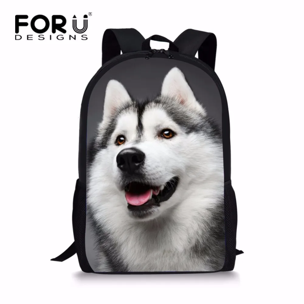 

FORUDESIGNS школьная сумка с милым принтом животных Хаски волк для подростков мальчиков девочек 3D детская школьная сумка преппи Детская сумка для книг
