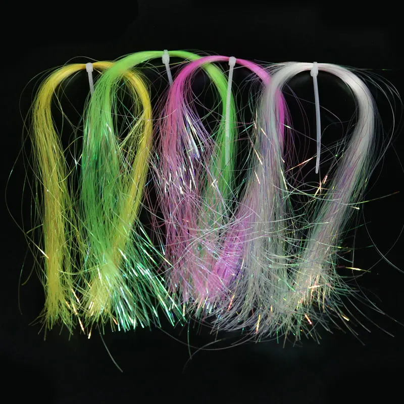 

2packs Flat Disco Pearl Sparkle Flash Crystal Tinsel Fly Tying Material Saltwater Streamer Bait Fish Lure