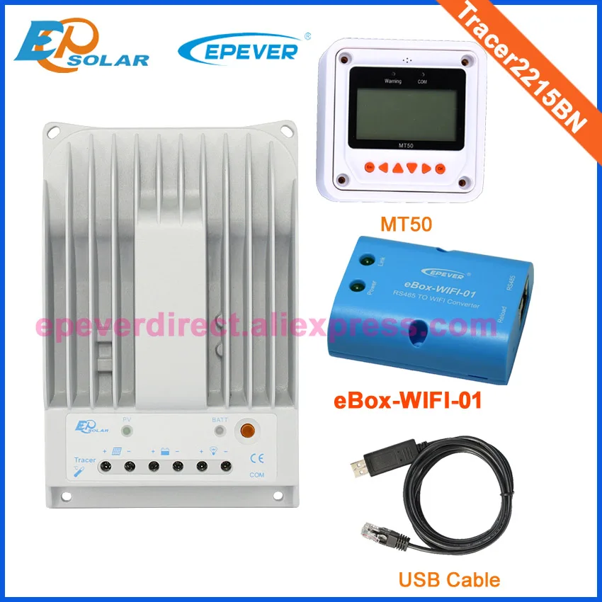 

Tracer series solar controller Tracer2215BN 20A MPPT USB cable and wifi BOX for commmunication function MT50 real-time monitor