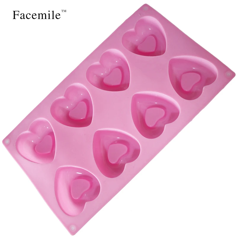 Silicone Cake Bread Desserts Bakery Tool 8 Holes Love Heart Shape donut doughnut Mold Baking Silcon Muffin Cups Soap Mold