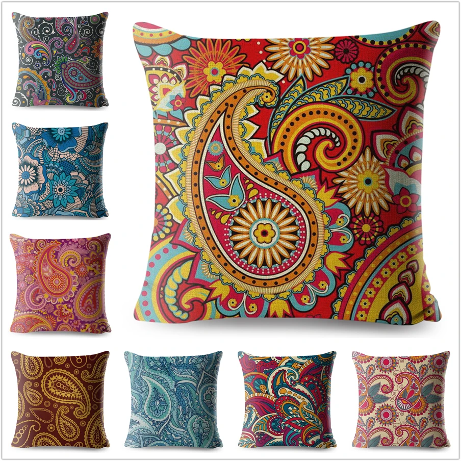 

Bohemia Paisley Pillow case Geometric Polyester 45x45cm Cushion Cover for Sofa Home Decorative Printed Flowers Throw Pillowcase