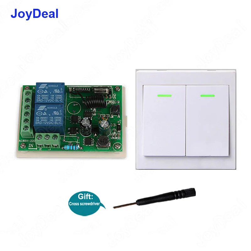 

433Mhz 220V 2CH Wireless Led Lamp Remote Control Switch Relay Receiver Module & 2CH Remote Controls 86 Wall Panel RF Transmitter
