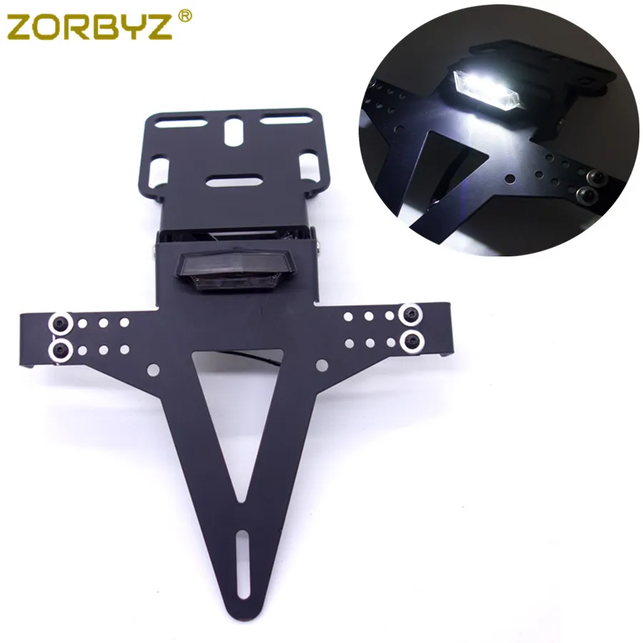 

ZORBYZ Motorcycle Black Metal Rear Tail Light Mount License Plate Light Bracket Holder