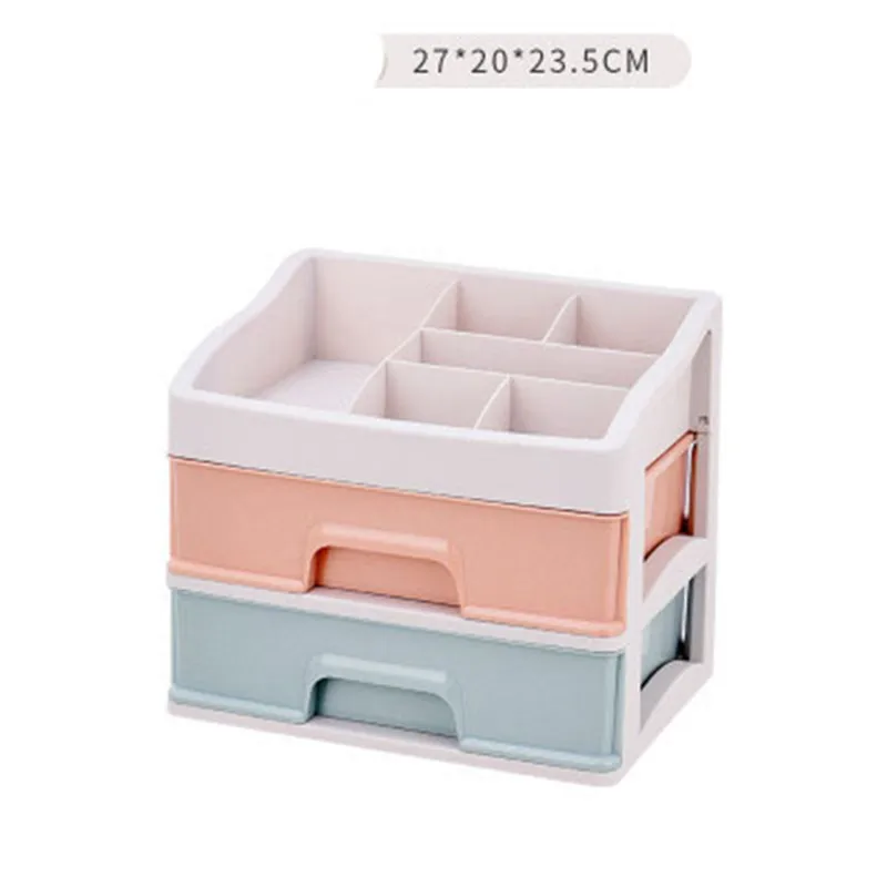 Colorful 2Layer Пластиковая коробка для хранения косметики, косметический ящик, контейнер для макияжа, органайзер для ногтей, шкатулка, настольный держатель для хранения, чехол для хранения, инструменты из бисера - Цвет: Colorful 2Layer