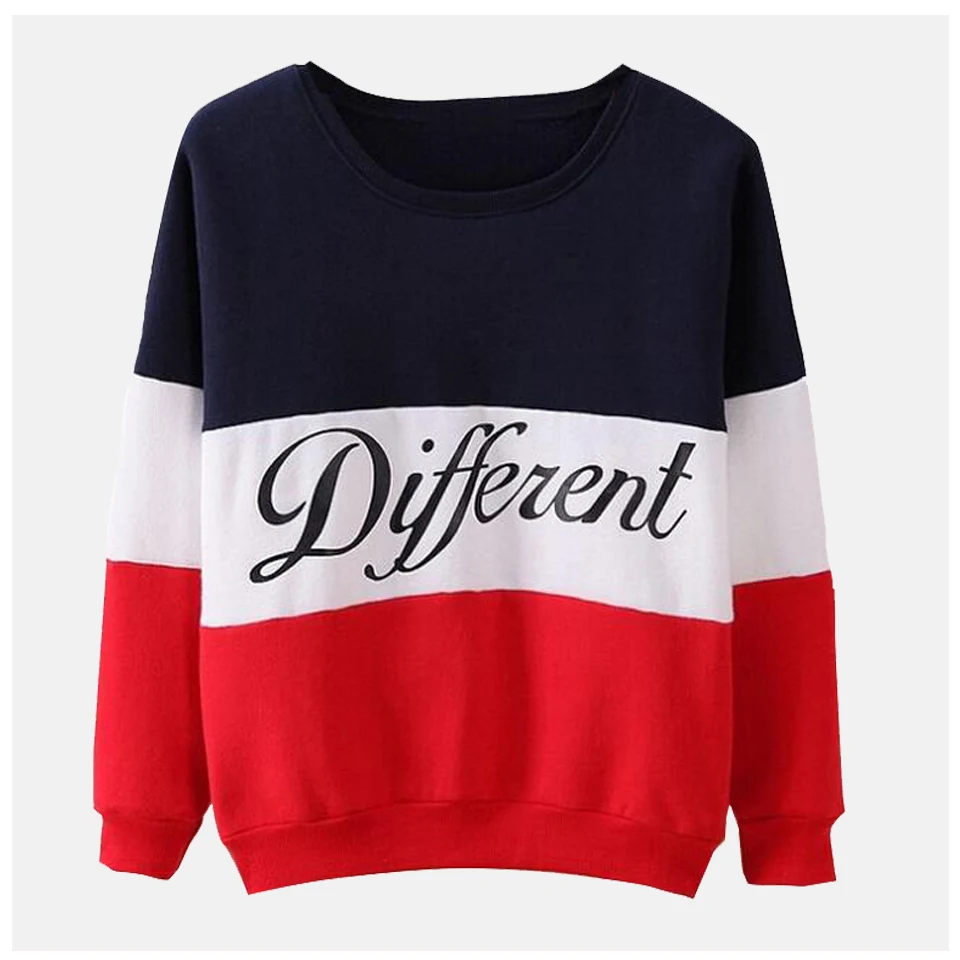 

Sweatshirt Red Stripe Women Hoodies With Letters Different Poleron Mujer 2019 Fashion Color Block Hoodie Casual Bodysuit Hoodie