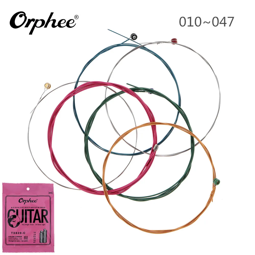 6 шт./компл.! Orphee акустические гитарные струны набор 010-047 высокоуглеродный Seel медные струны с полным ярким тоном и дополнительным светом