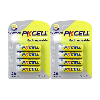 

8pcs/2card PKCELL 1300mah 1.2v AA battery NI-MH rechargeable batteries 2A battery for toys flashlight camera