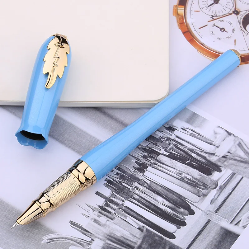 Picasso 986 Greek Irene  Fountain Pen Female Gift Sky Blue Bud Cap Leaf Clip Iridium 0.38 Financial Homework Exam Writing