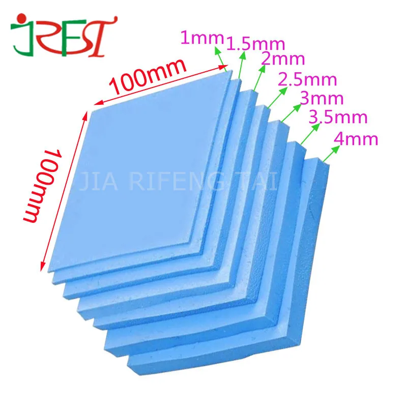 100mm*100mm Blue Silicone Thermal Pad From 1mm4mm Thickness Heat Sink