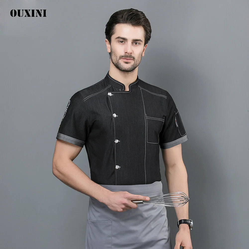 

Summer Chef Uniforms Food Service Restaurant Kitchen Workwear Women Men Short Sleeve Catering Jackets Tooling Uniform
