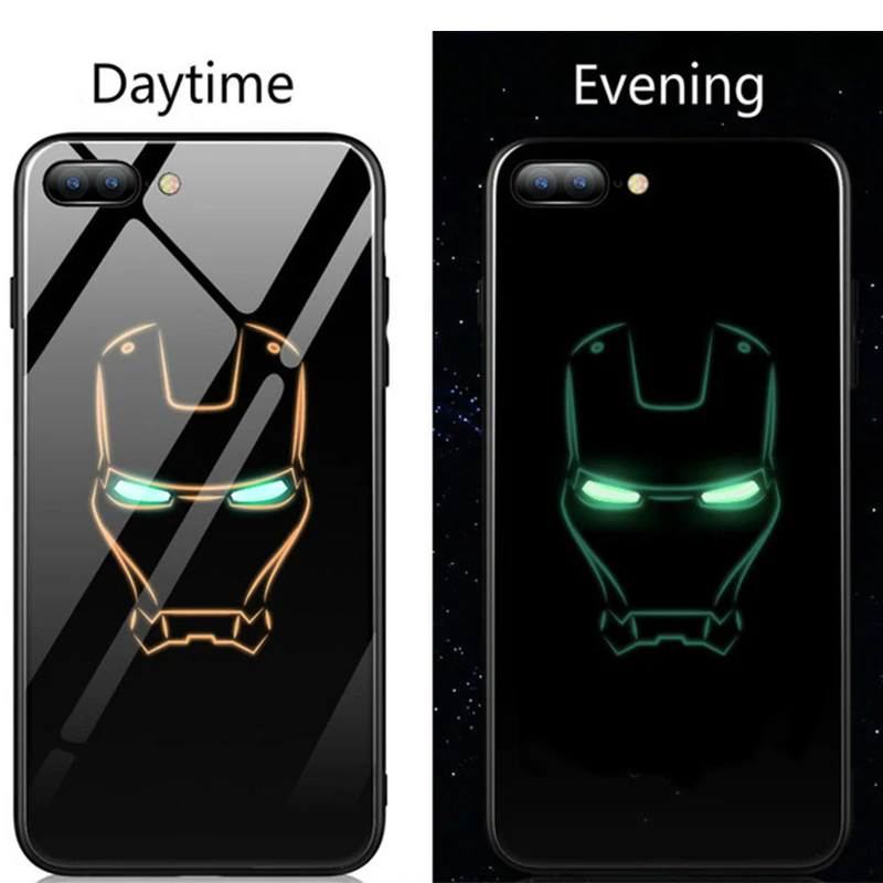 Coque Marvel Avengers Batman Captain America Iron Man Superman Luminous Glass Case For iphone X 7 8 6 6s Plus 5s SE XS Max Case Coque Marvel Avengers Batman Captain America Iron Man Superman Luminous Glass Case For iphone X 7 8 6 6s Plus 5s SE XS Max Case