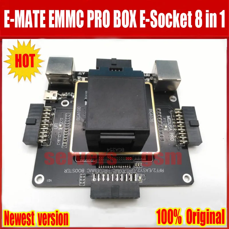 Новые оригинальные E-MATE коробка памяти на носителе EMMC BGA 8 IN1 Поддержка BGA100 136 168 153 169 162 186 221 529 254 для легкий JTAG плюс UFI коробка центробежный насос