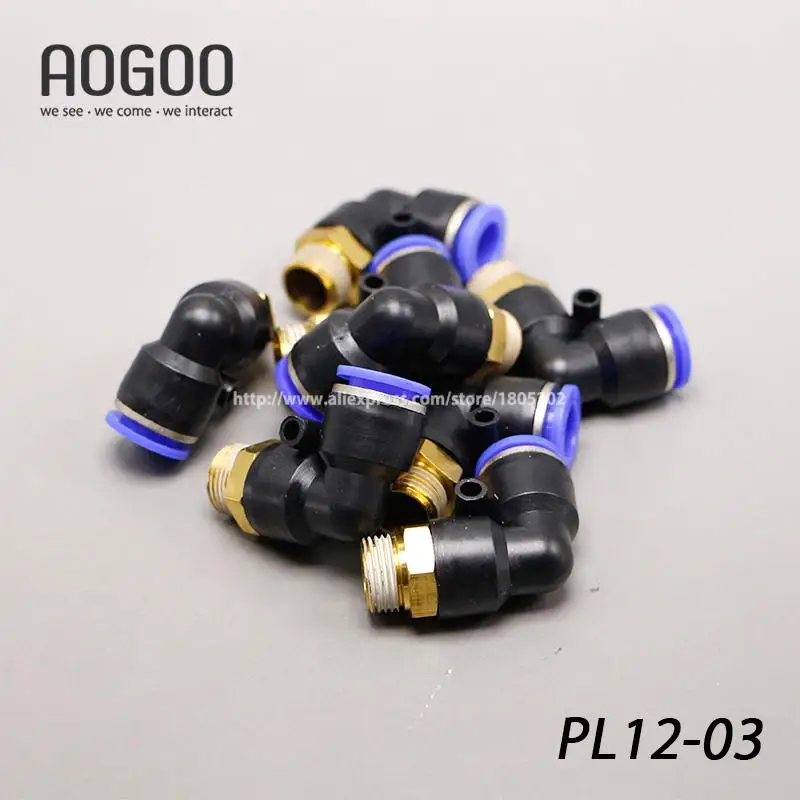 

10Pcs/Lot  PL12-03 12mm To 3/8 BSPT Elbow Male Air Pneumatic Quick Connect jointer Connectors Fitting