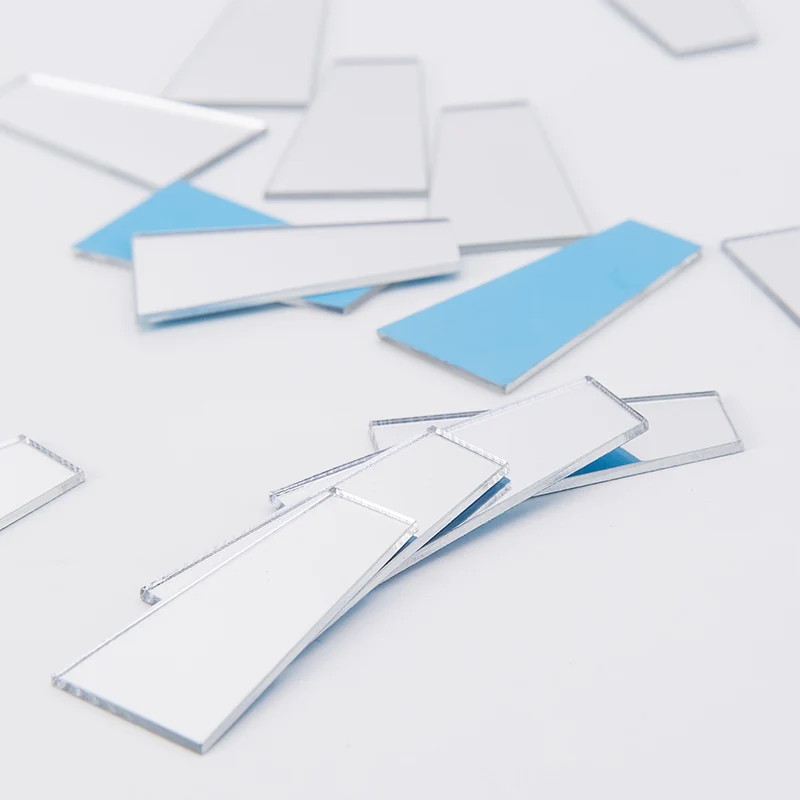 Wholesale Plasitc Acrylic Mirror Sheet For DIY Earrings Accessories 122038MM  50PCSLOT Trapezoid Silver Mirror Slabs 4