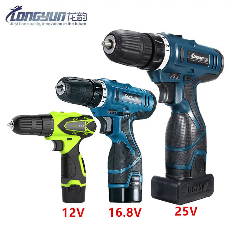 12V 16.8V 25V Volt Multifunctional screwdriver Battery Home Cordless Drill Electric screwdriver Wrench power tools