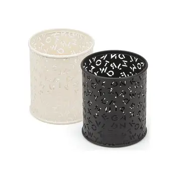 

2pcs Metal Pen Pot Cylinder Hollow Mesh Pencil Holder Container Organizer