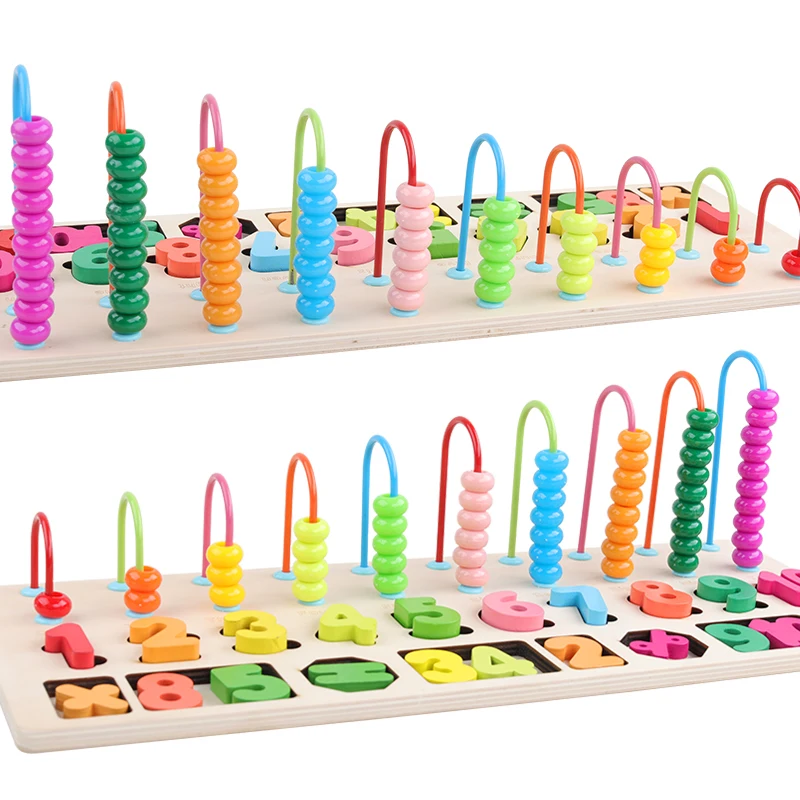  Children Wooden Toys Abacus Montessori Materials Learn Count Numbers Matching Digital Match Early E - 33047280884