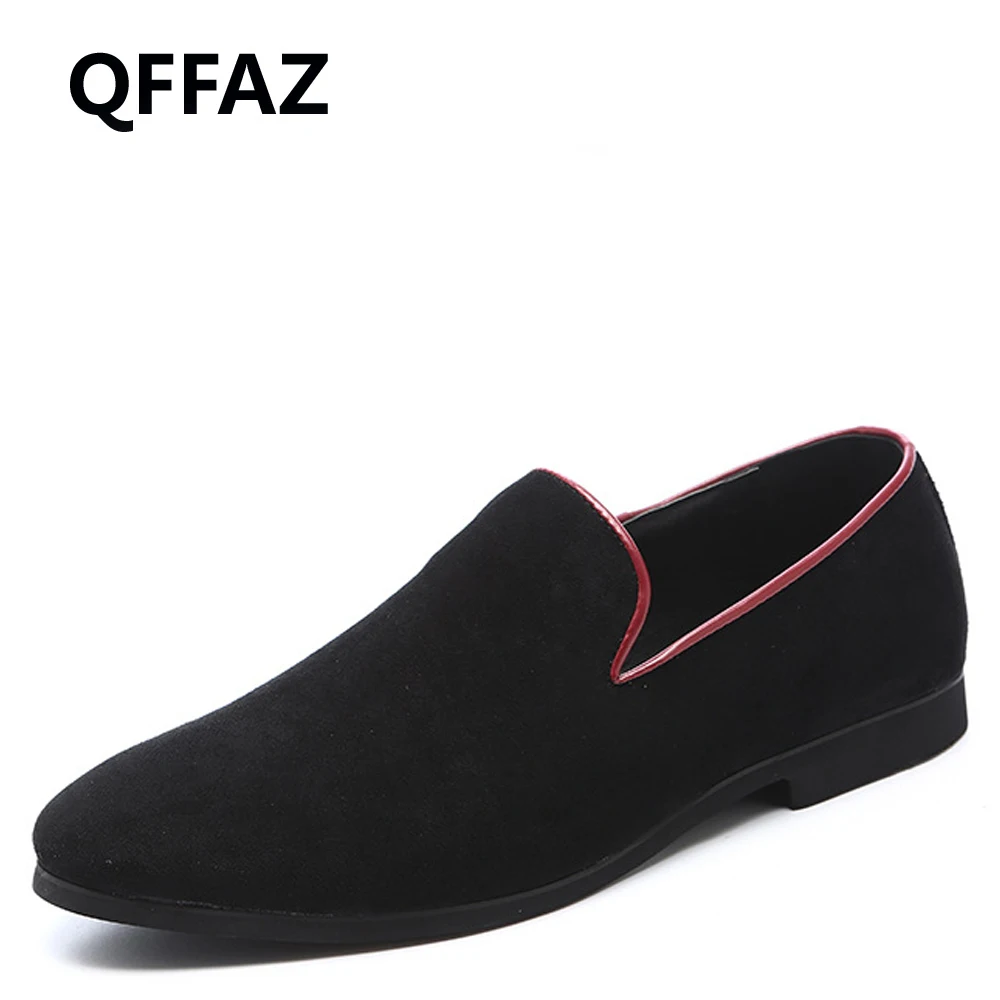 QFFAZ новые слипоны Туфли без каблуков летние Замшевые мужские лоферы бренд Для