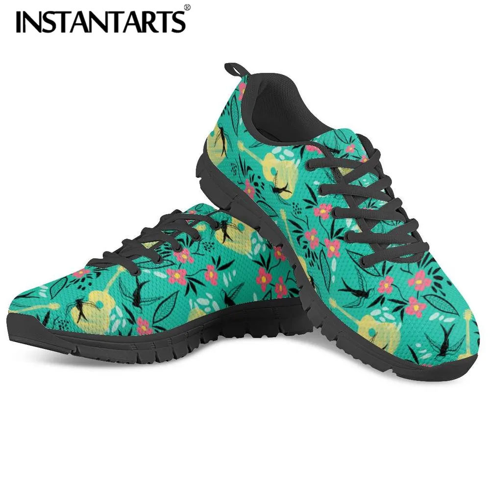 Best INSTANTARTS Men Spring Casual Lace Up Flats Shoes Hip Hop Man Walking Flats Cute Bird Swallows 3D Print Hombre Guitar Sneakers
