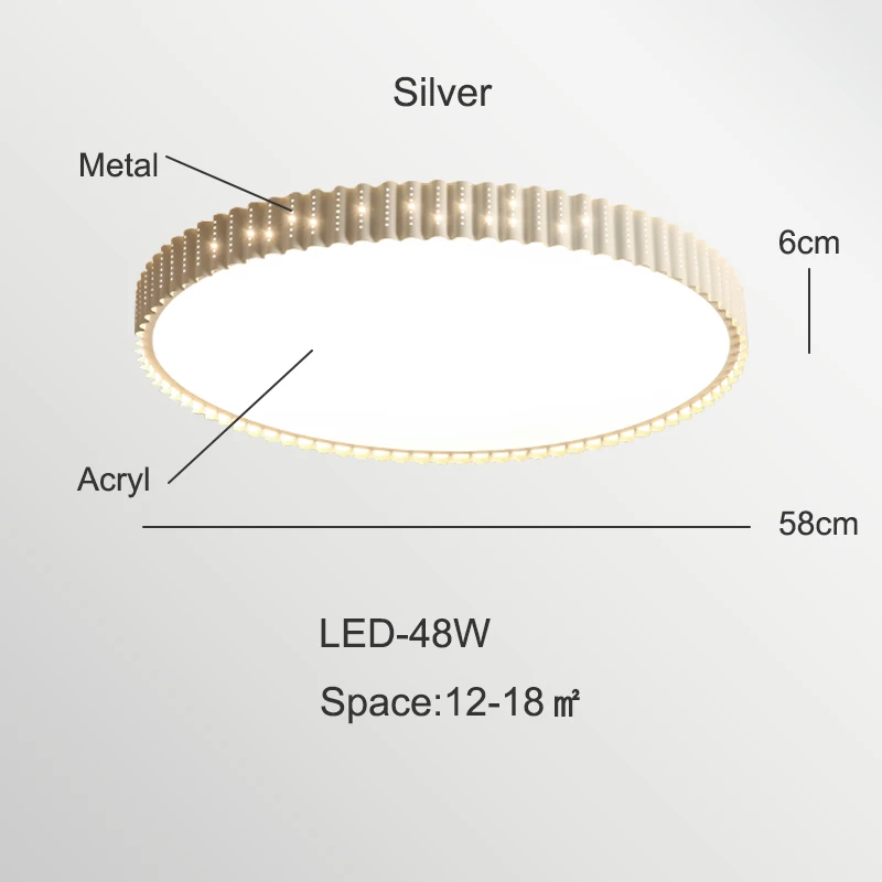 Современные светодиодные Потолочные светильники для Гостиная led лампа Потолочная с корпуса профили из золотистого металла круглый потолочный светильник в Спальню люстра потолочная на кухню лампы с пультом - Цвет корпуса: LED-48W-Silver