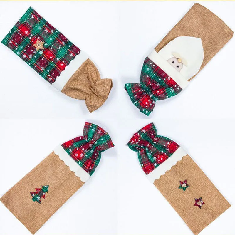 1PC Non Woven Fabric Printed Christmas Wine Bottle Covers Champagne