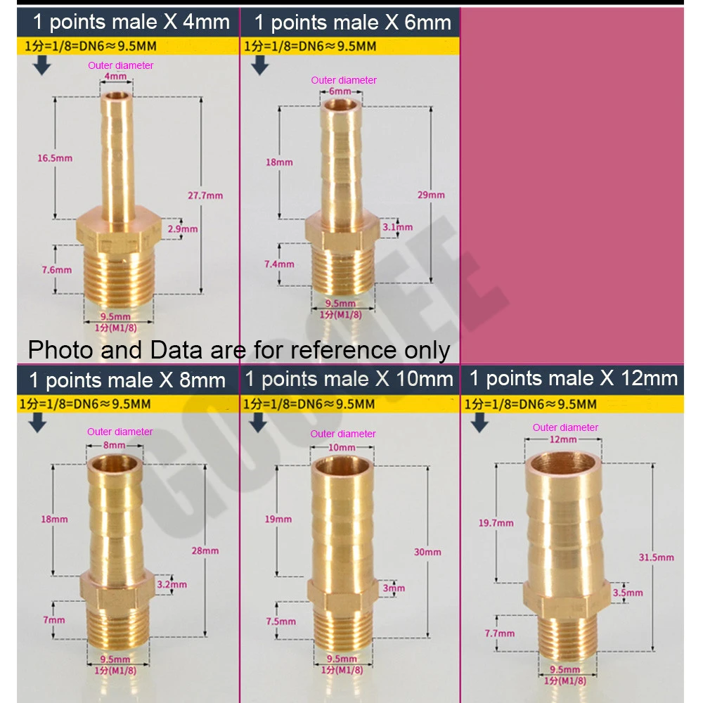 1 шт. 1/" NPT прямо или локоть латунный штуцер трубы шланга 6/8/10/12 мм Barb сварочный аппарат с наружной резьбой Медь колючей Соединительный разъем
