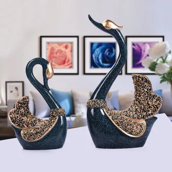 

Luxury Creative Resin Swan Ornament Home Decoration Crafts TV Cabinet Office Statues Accessories Wedding Gift