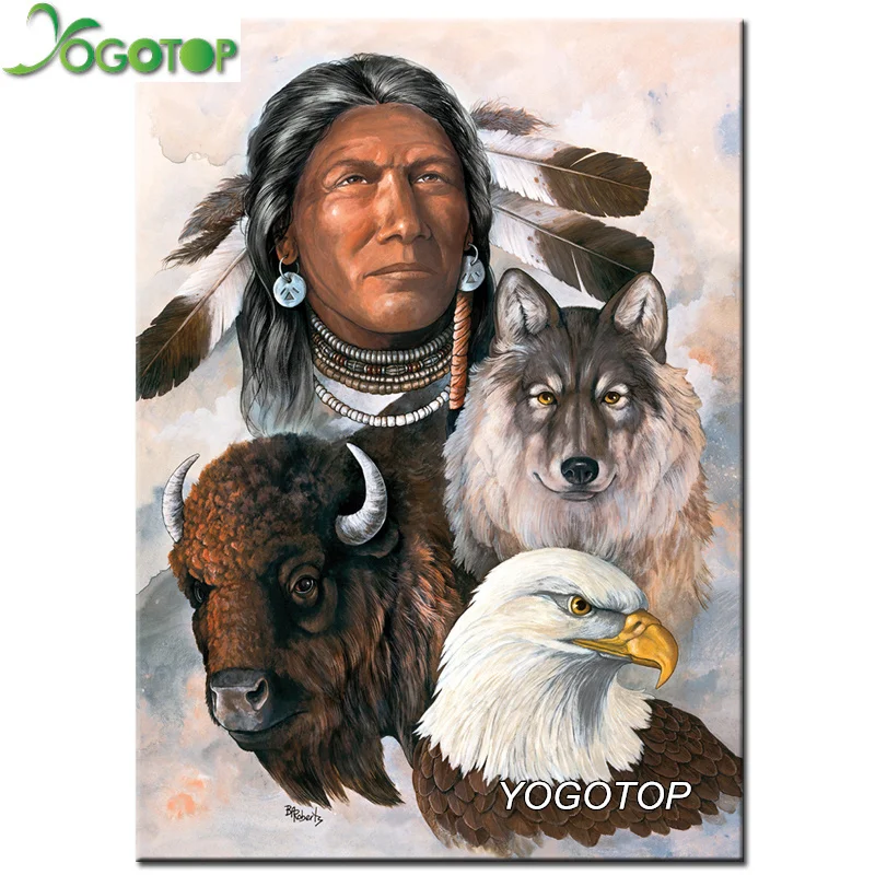 

YOGOTOP DIY Diamond Painting Cross Stitch Indian Old animals 5D Diamond Embroidery Pattern Needlework Diamond Mosaic Kits ZB253