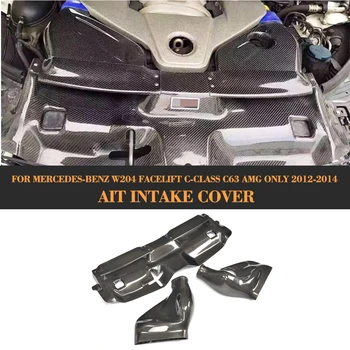 شراءC Class 3 قطعة سيارة فلتر الهواء البارد نظام شفط هواء غطاء لمرسيدس بنز W204 تجميل C63 AMG فقط 2012-2014 غطاء من ألياف الكربون