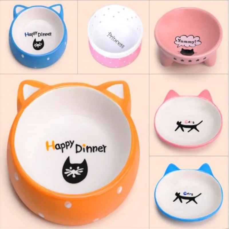 2018 Ceramic Pet Cat Dog Bowl Non slip Cute Cat Dog Bowl Large Trumpet