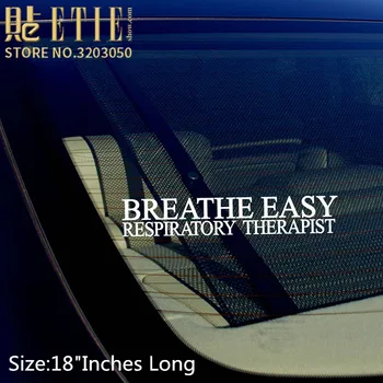 

ETIE Breathe Easy Respiratory Therapist Vinyl Decal Sticker and Peace Text Logo Symbol For Laptop Auto Window And Bumper 18"Long