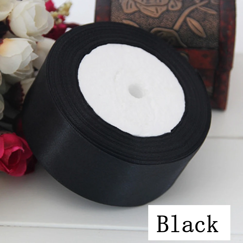 

Black Pick Size 6/10/15/20/25/30/40/50mm 25 Yards 22M Pretty Silk Satin Organza Polyester Ribbon For DIY Wedding Decoration