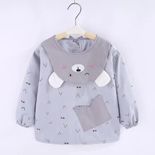 Бандана нагрудники милые Мультяшные детские нагрудники водонепроницаемые младенческие едят детей рисунок передник с длинными рукавами ребенок самостоятельно нагрудник для кормления