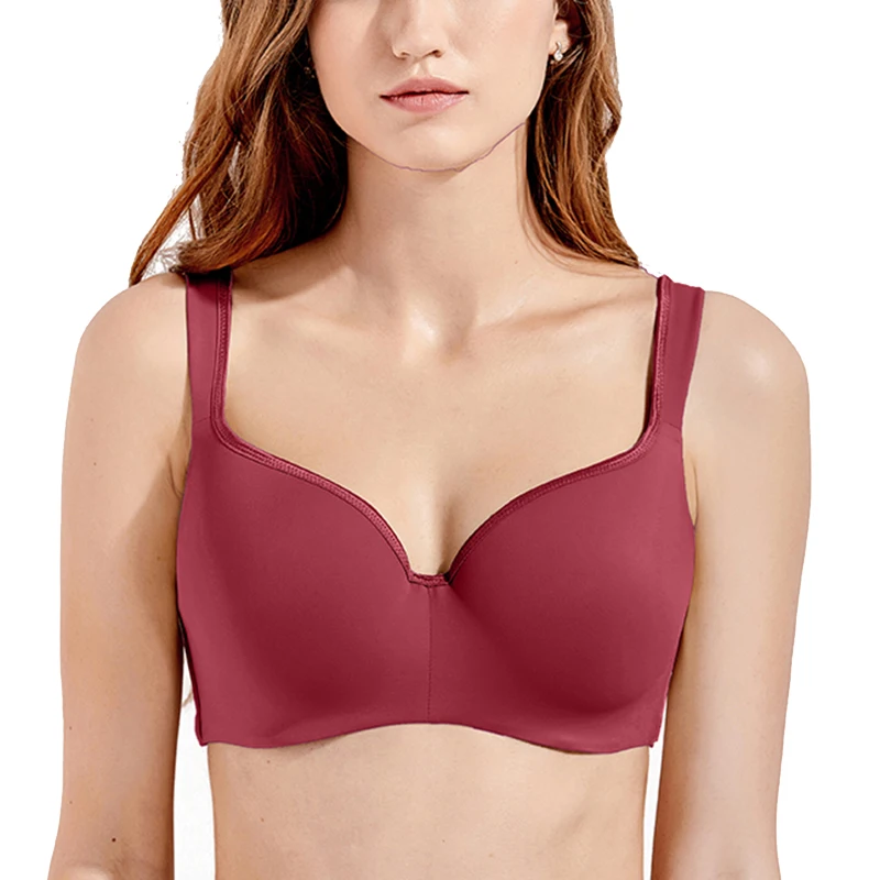 

Plus Size Women's Smooth Seamless Balconette T-shirt Bra Full Figure Side Support Contour Underwire Lingerie for Woman Bra 44 E